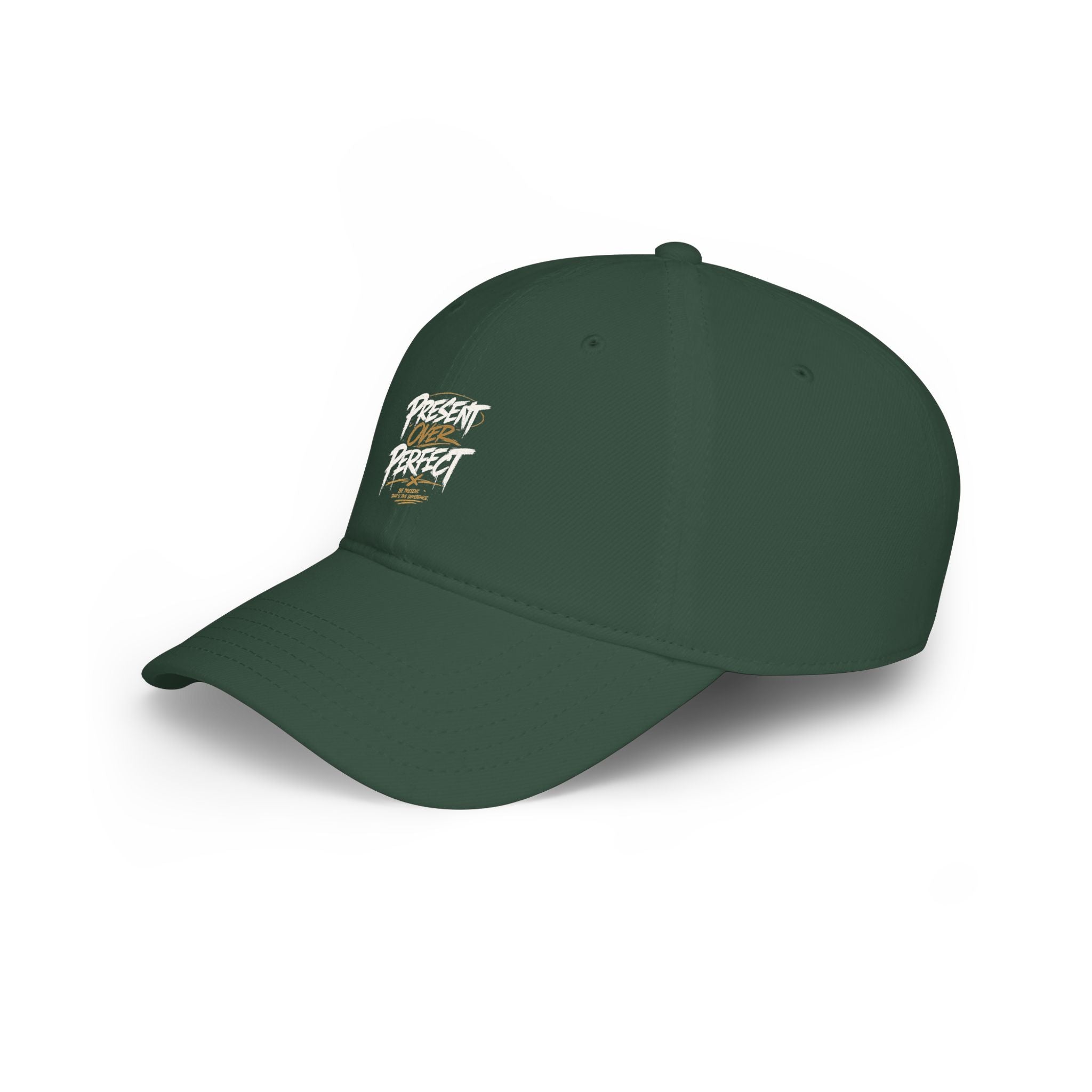 Present Perfect Embroidered Baseball Cap — Red Low Profile Cap