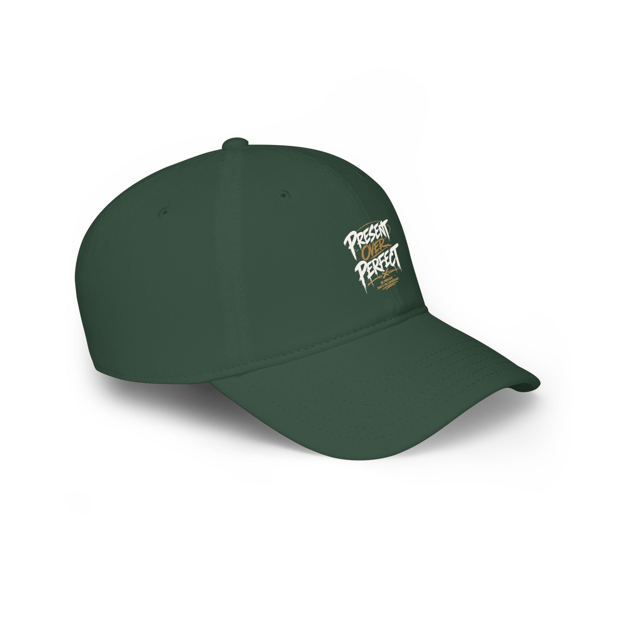 Present Perfect Embroidered Baseball Cap — Red Low Profile Cap