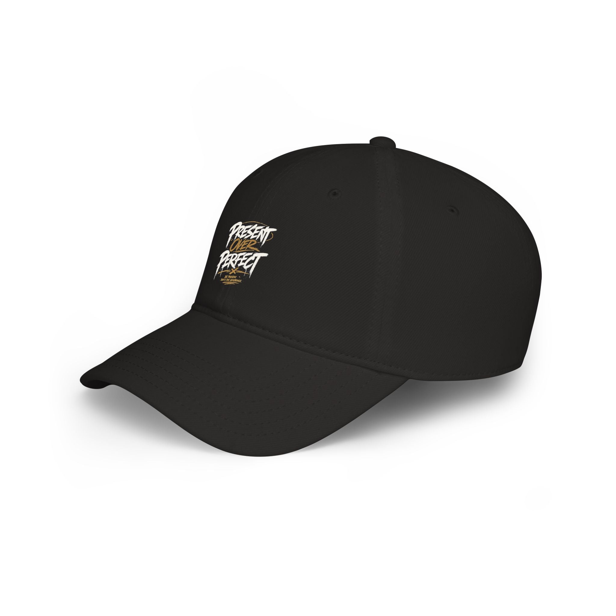 Present Perfect Embroidered Baseball Cap — Red Low Profile Cap