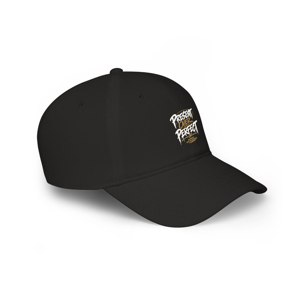 Present Perfect Embroidered Baseball Cap — Red Low Profile Cap