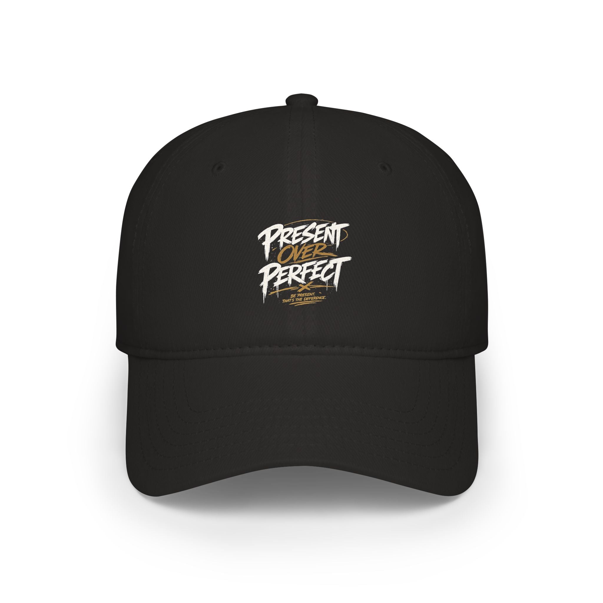 Present Perfect Embroidered Baseball Cap — Red Low Profile Cap