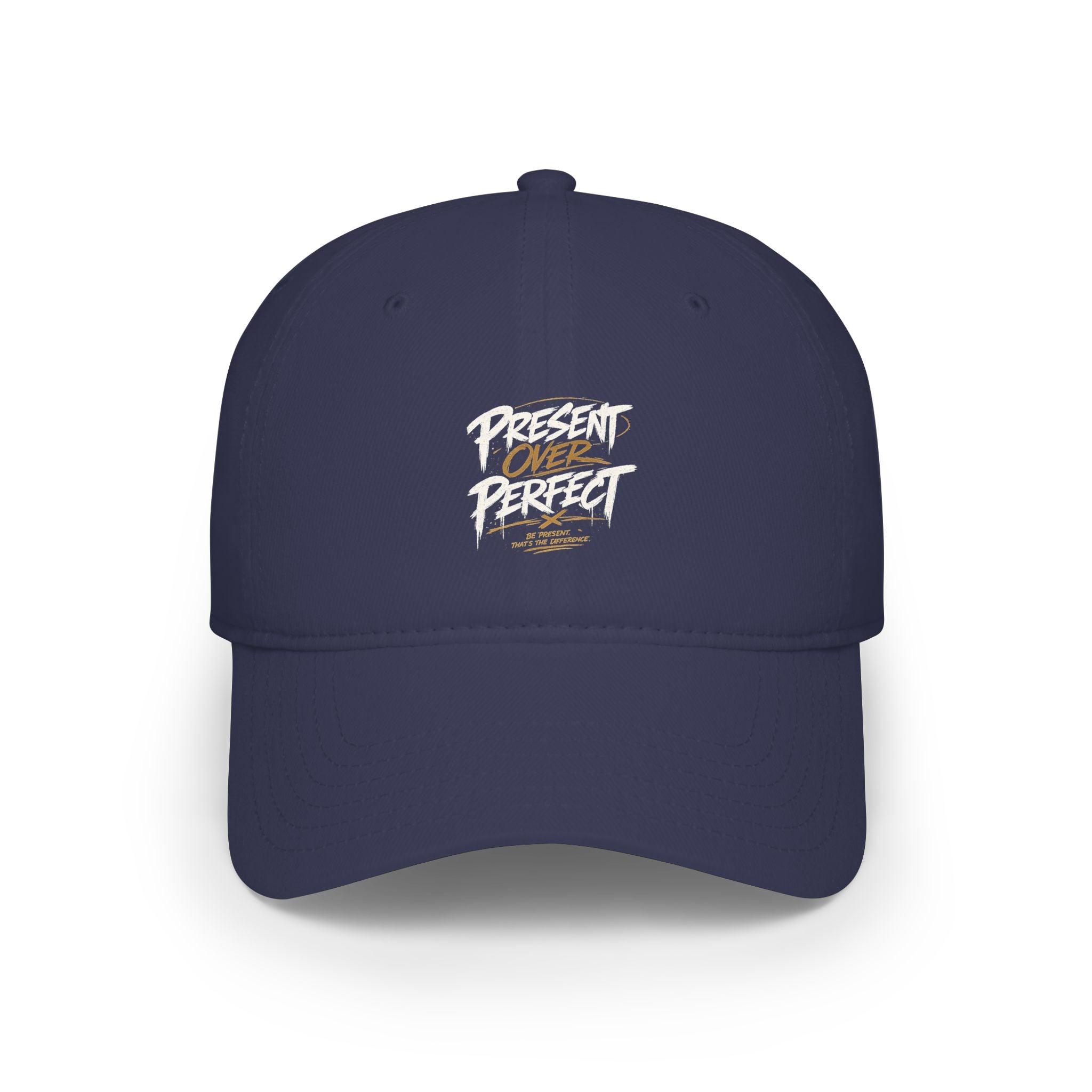 Present Perfect Embroidered Baseball Cap — Red Low Profile Cap