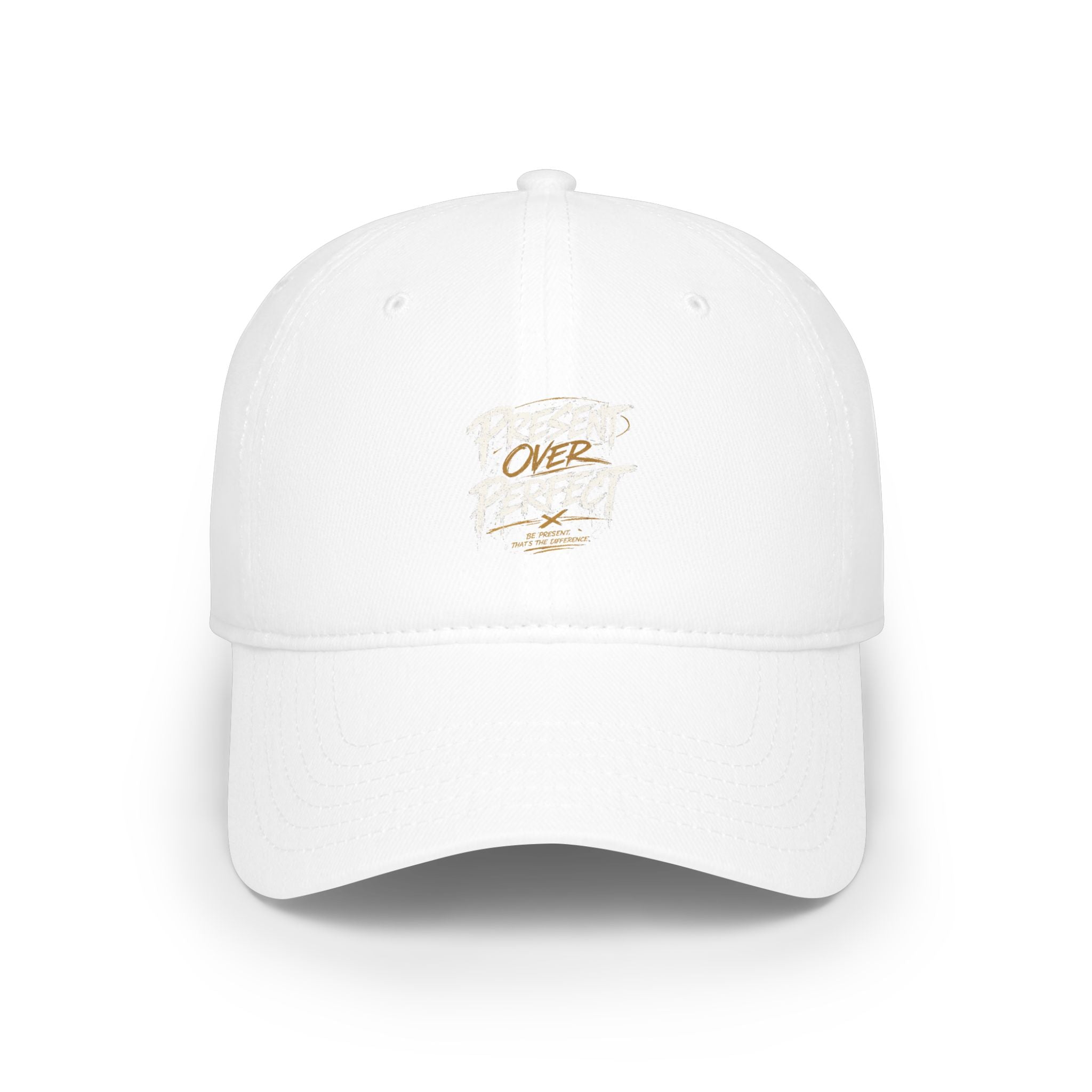 Present Perfect Embroidered Baseball Cap — Red Low Profile Cap