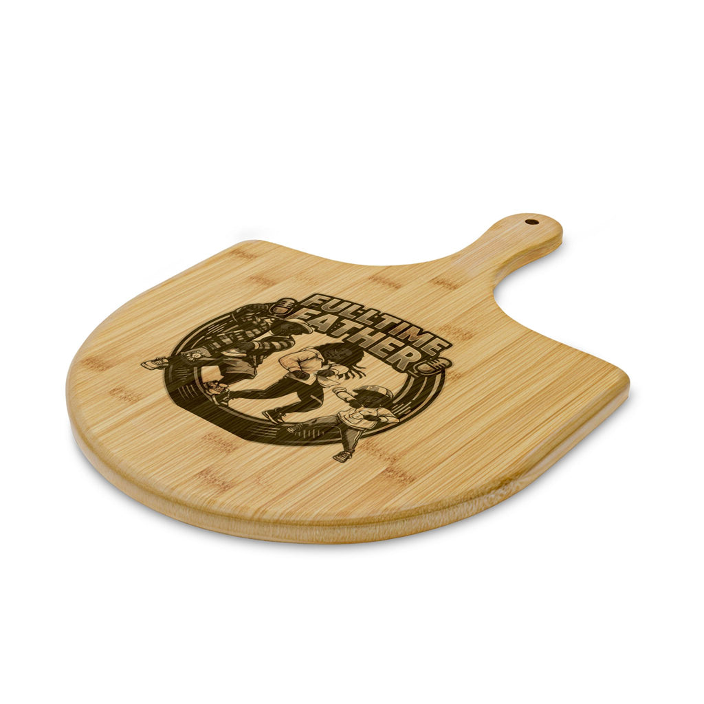 Engraved Bamboo Pizza Peel — "Full Time Father" Pizza Serving & Cutting Board