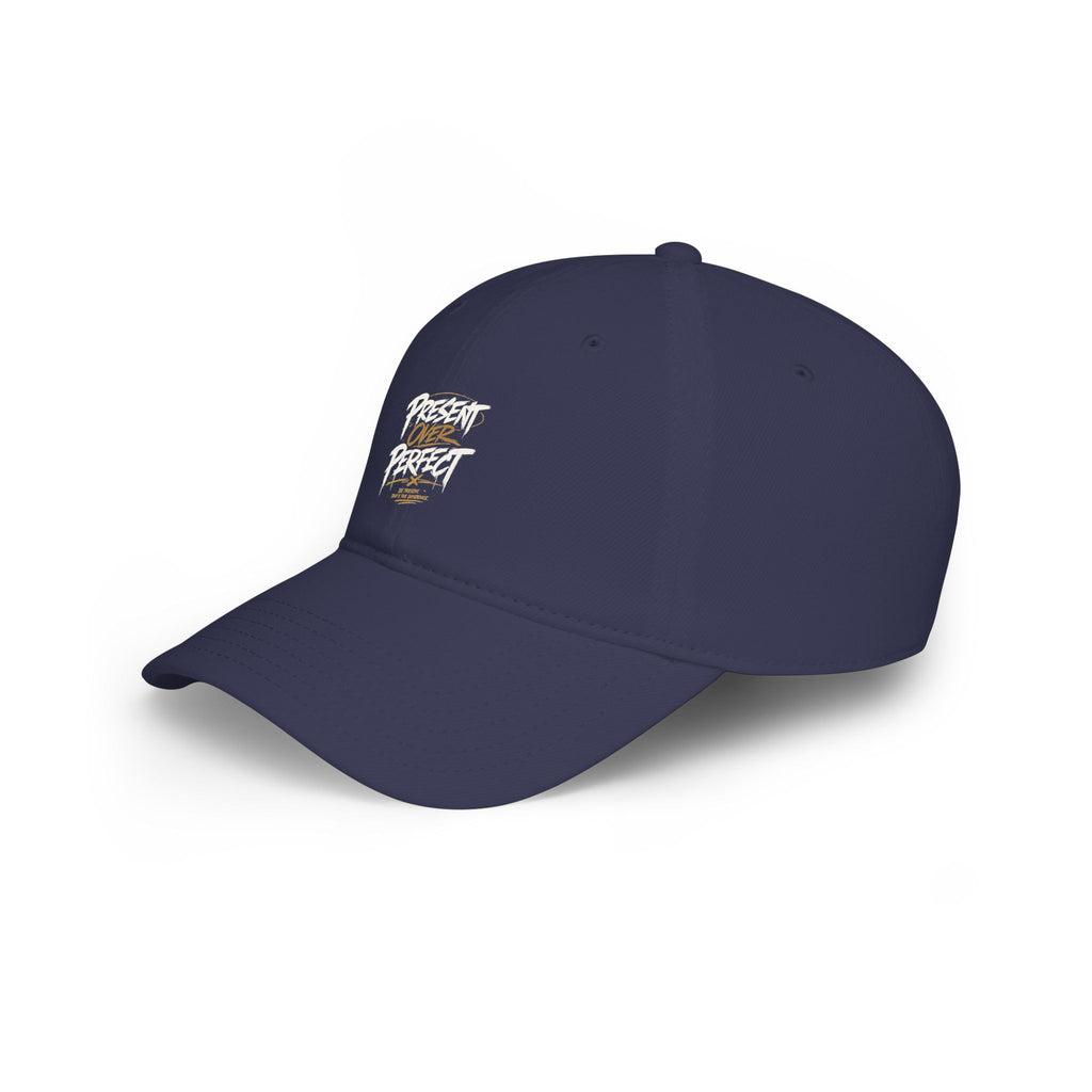Present Perfect Embroidered Baseball Cap — Red Low Profile Cap