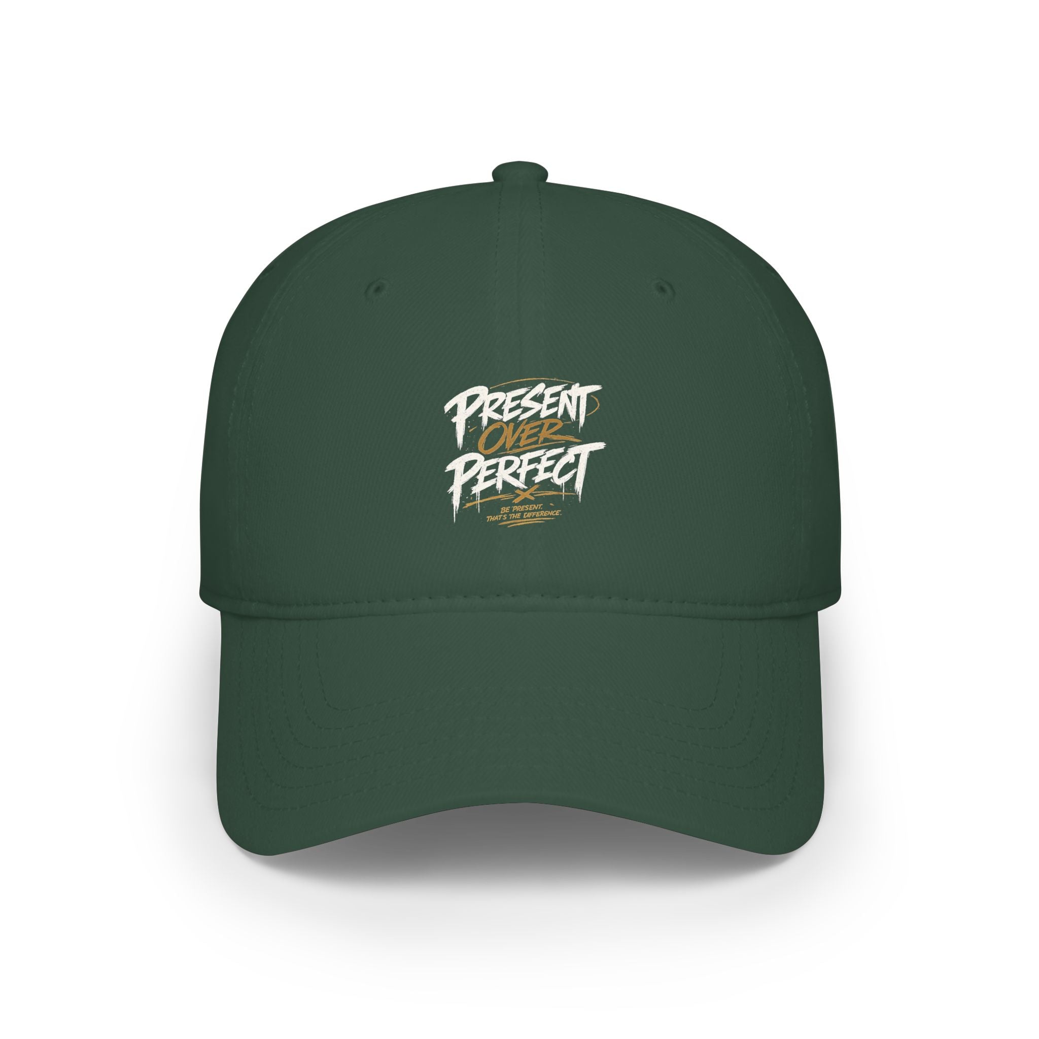 Present Perfect Embroidered Baseball Cap — Red Low Profile Cap