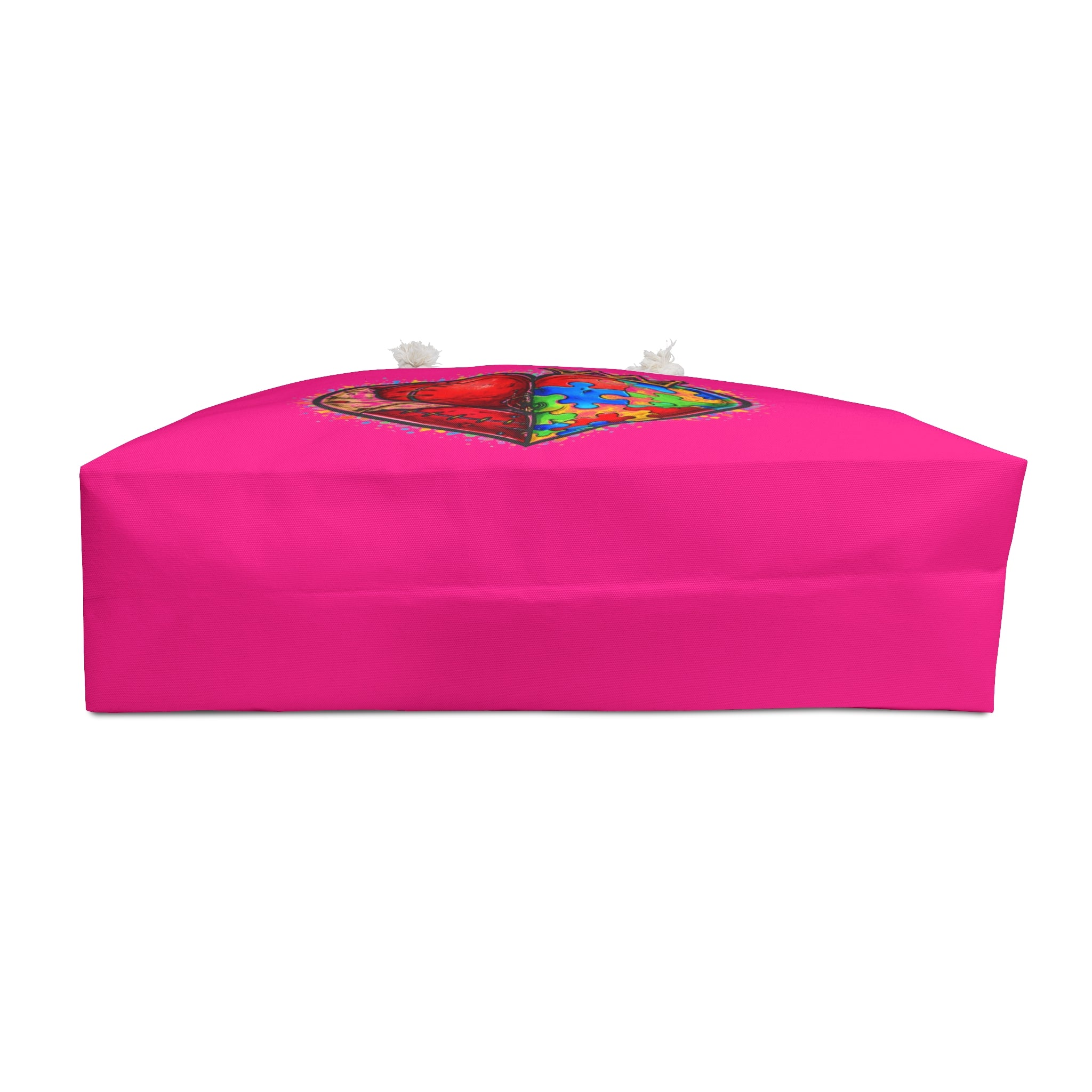 Autism Awareness Heart Weekender Bag – Puzzle Crown Pink Travel Tote