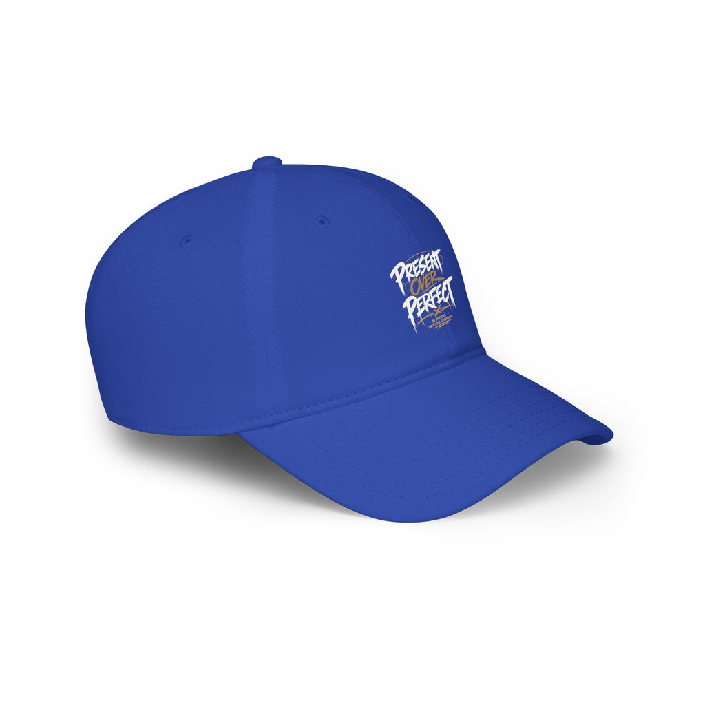 Present Perfect Embroidered Baseball Cap — Red Low Profile Cap