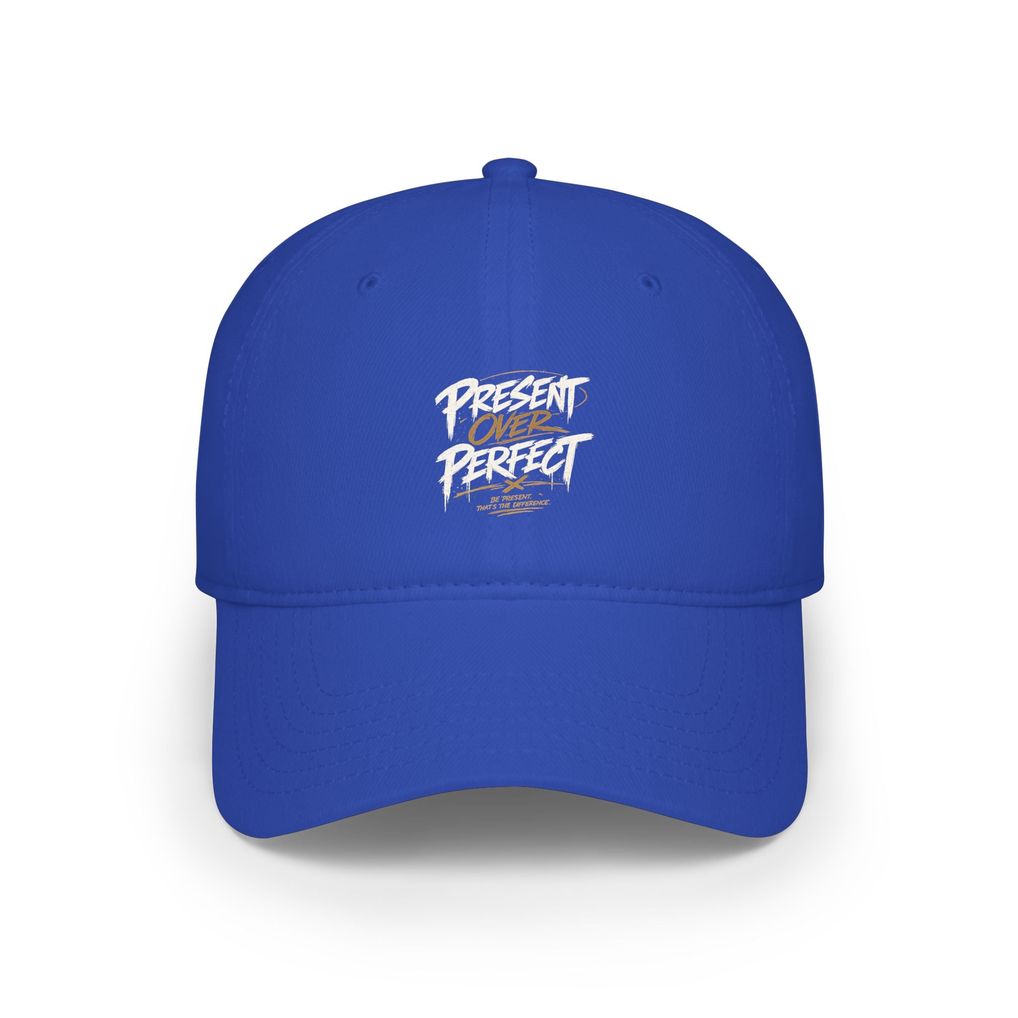 Present Perfect Embroidered Baseball Cap — Red Low Profile Cap