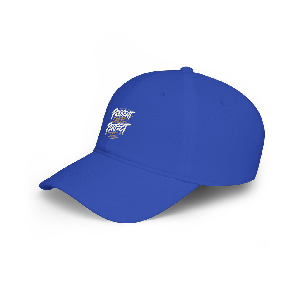 Present Perfect Embroidered Baseball Cap — Red Low Profile Cap